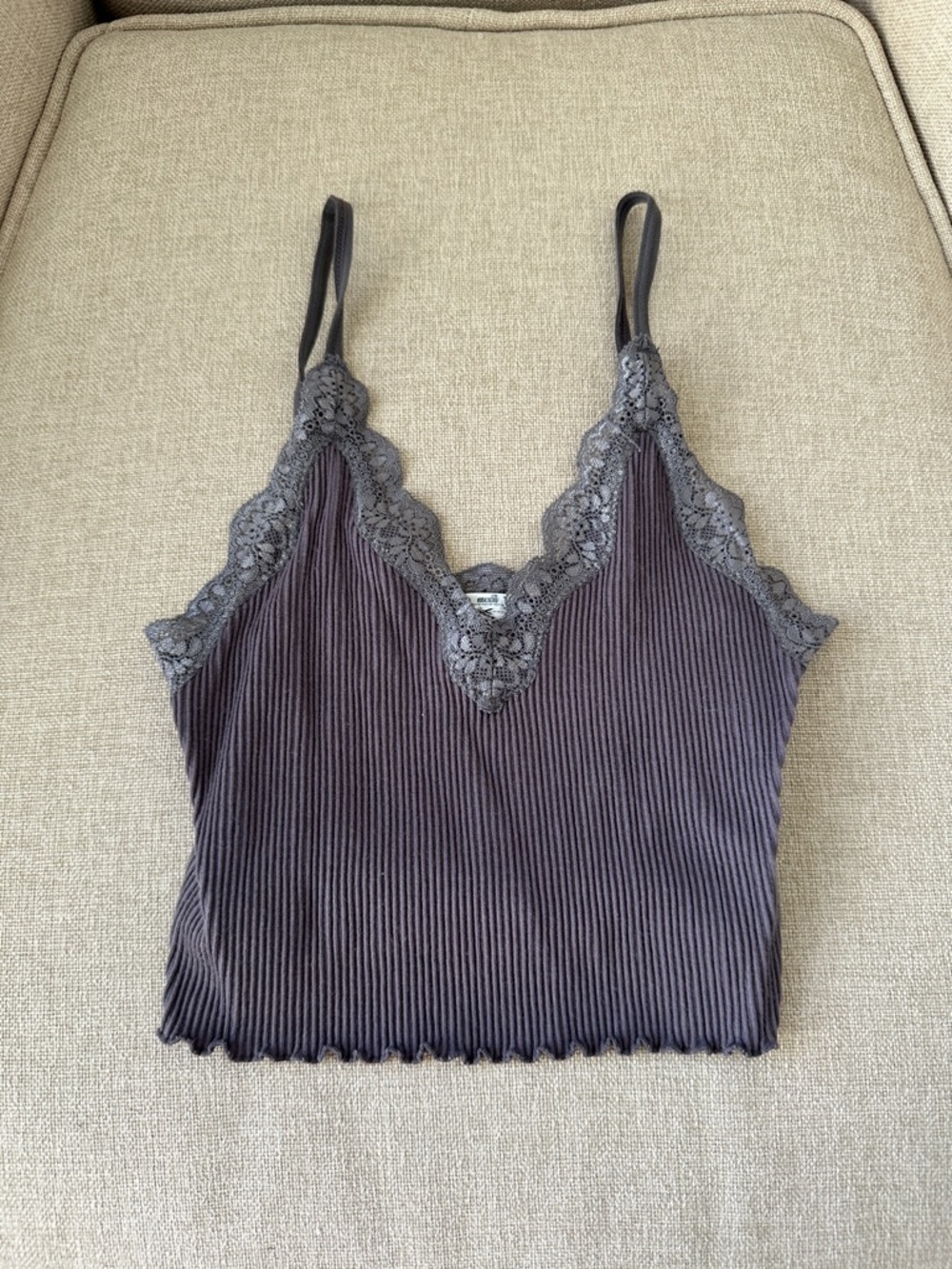 forever21 lace-trim ribbed cami tank top